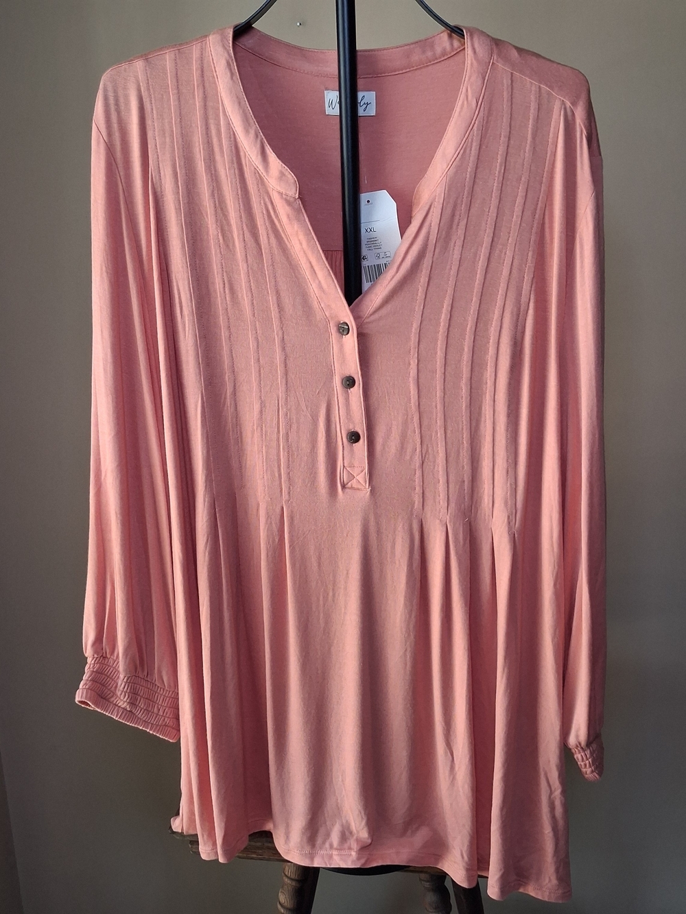 Wonderly Women's NWT Peach Henley Tunic Top; Size XXL
